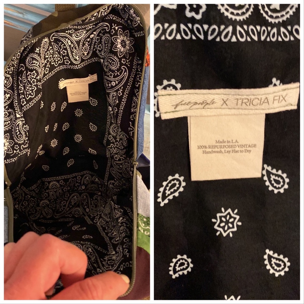 Free People X Tricia Fix Boho Patchwork With Crochet Patches and Leather Straps - Picture 9 of 15